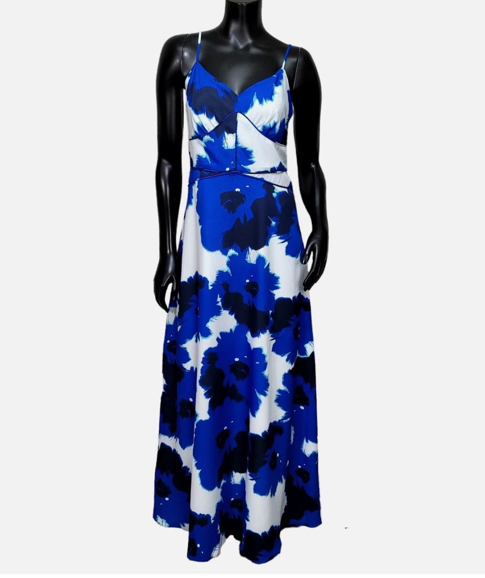 Banana Republic Blue Floral Maxi Dress NWT Size 10 Spaghetti Strap Empire Waist